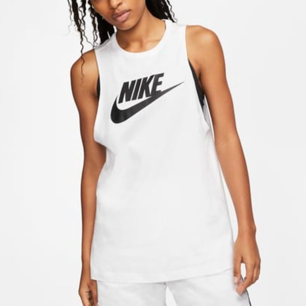 Nike 100% Cotton White Muscle Tank Top